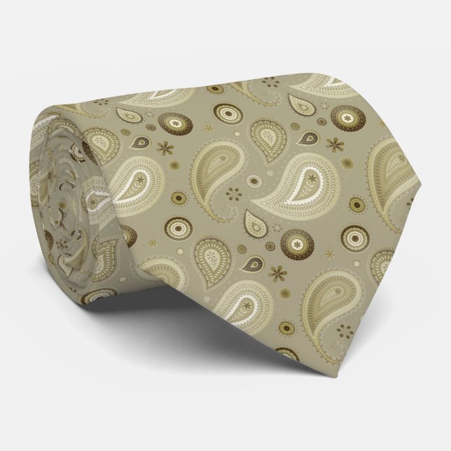 Corbata elegante beige con marrón tie (Rolled)