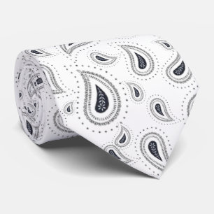 Corbata elegante blanco con azul oscuro tie