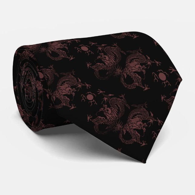 Corbata elegante de dragón japonés tie (Rolled)