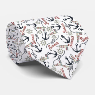 Corbata estilo marino con escudo y gaviotas tie