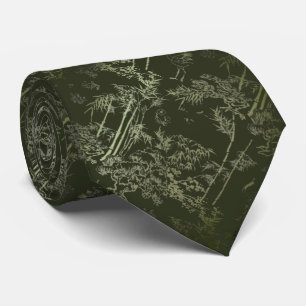 Corbata verde elegante  con bambú tie