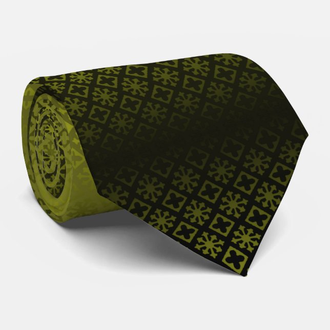 Corbata verde oliva con negro tie (Rolled)