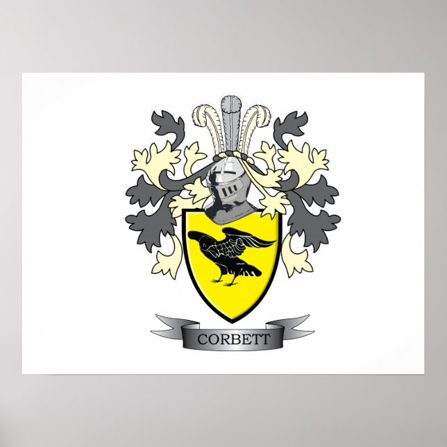 Corbett Family Crest Coat of Arms Poster (Front)
