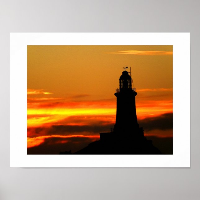 Corbiere lighthouse at sunset in Jersey Poster (Front)