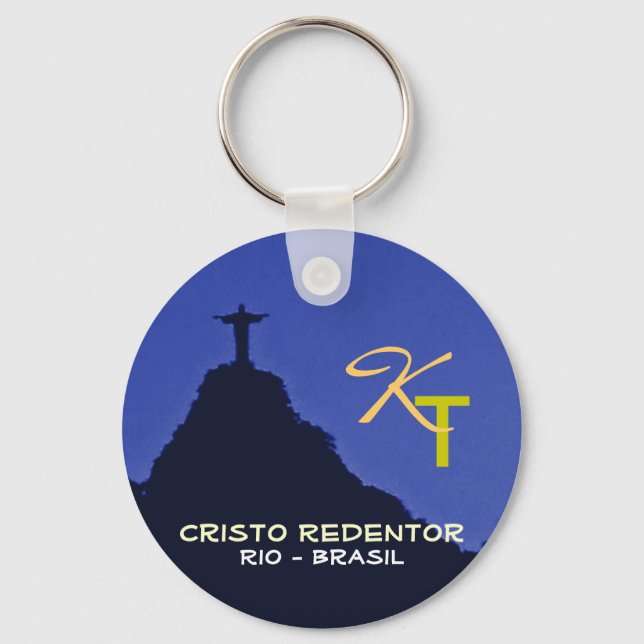 Corcovado, Rio, Brasil add initials Key Ring (Front)