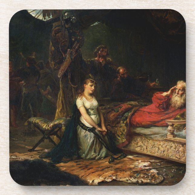 Cordelia and King Lear (oil on canvas) Coaster (Front)