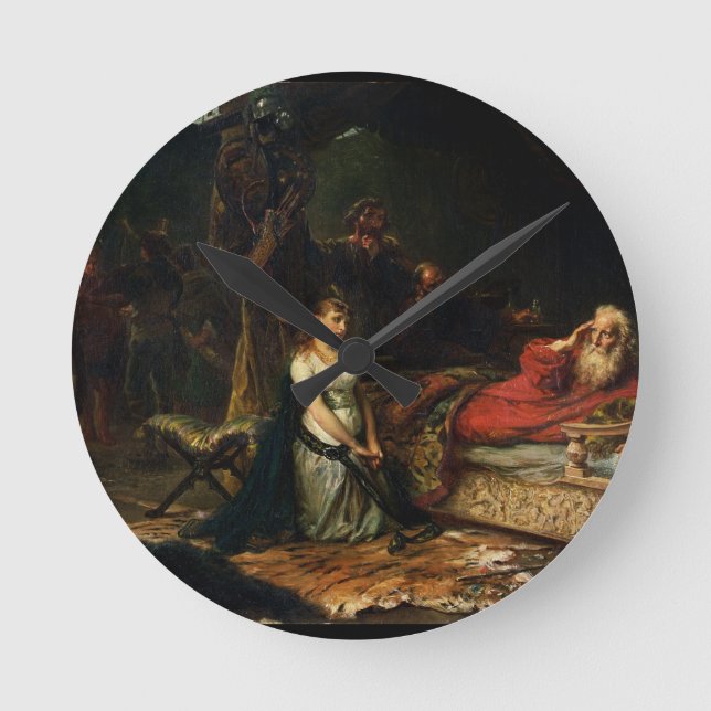 Cordelia and King Lear (oil on canvas) Round Clock (Front)