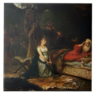 Cordelia and King Lear (oil on canvas) Tile