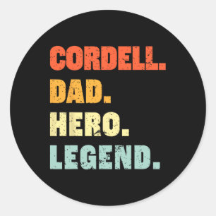 Cordell Dad Hero Legend Personalised Custom Name F Classic Round Sticker