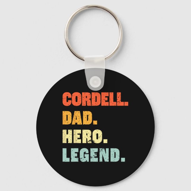 Cordell Dad Hero Legend Personalised Custom Name F Key Ring (Front)