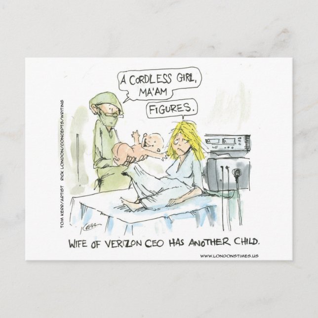 Cordless Baby Funny Cards Tees Mugs & Gifts (Front)