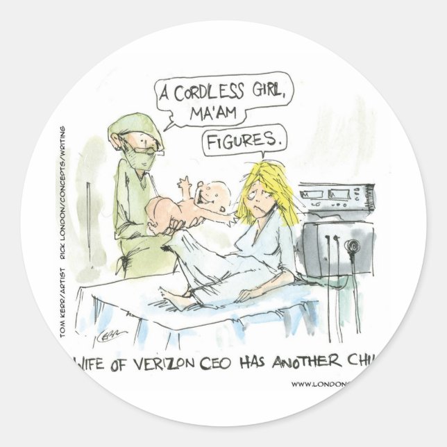 Cordless Baby Funny Cards Tees Mugs & Gifts Classic Round Sticker (Front)