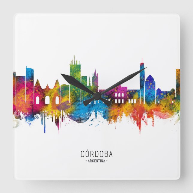 Córdoba Argentina Skyline Square Wall Clock (Front)