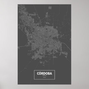 Córdoba, Argentina (white on black) Poster