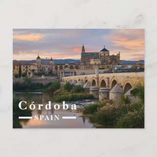 Córdoba Spain Sunset Roman Bridge and Mezquita Holiday Postcard