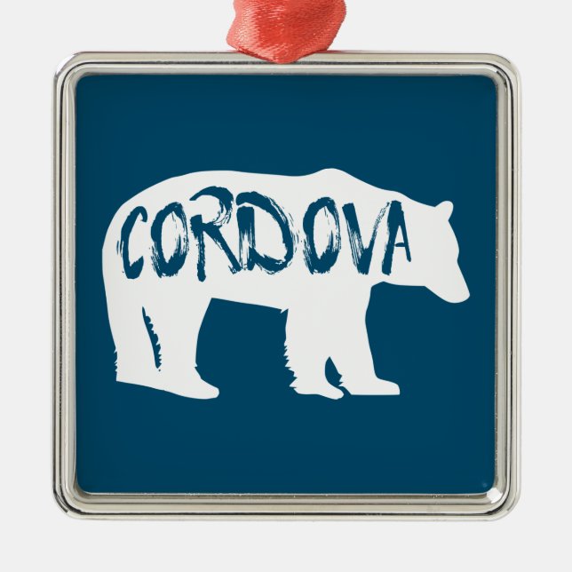 Cordova Alaska Bear Metal Tree Decoration (Front)