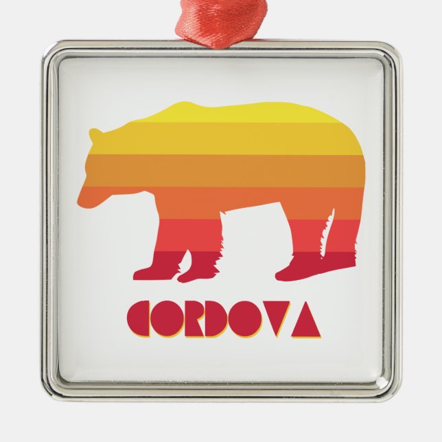 Cordova Alaska Rainbow Bear Metal Tree Decoration (Front)