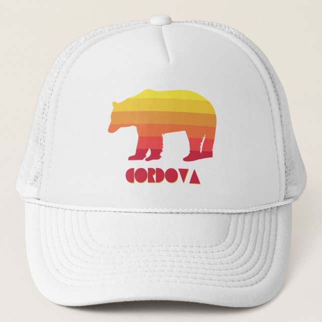Cordova Alaska Rainbow Bear Trucker Hat (Front)