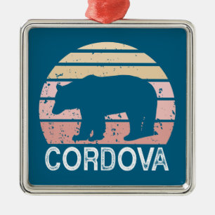 Cordova Alaska Retro Bear Metal Tree Decoration