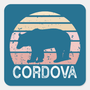 Cordova Alaska Retro Bear Square Sticker