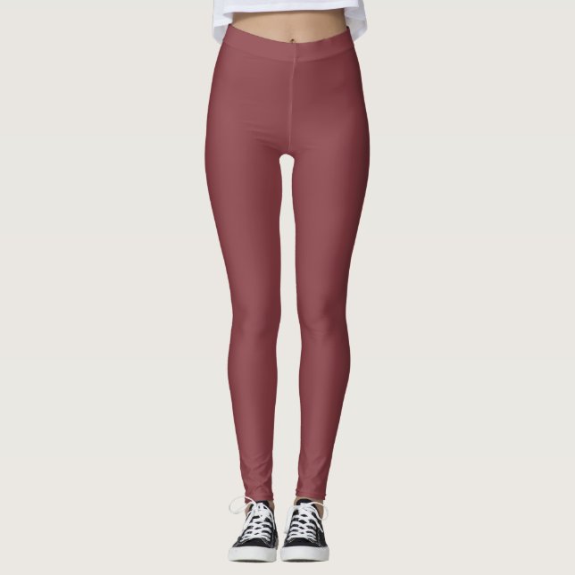 Cordovan Red Solid Colour Leggings (Front)