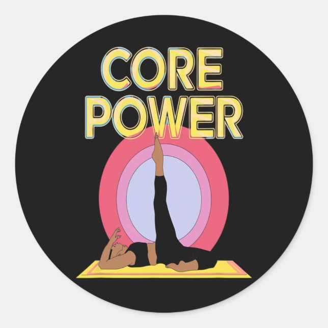 Core Power Abs Strength Yoga Pilates Stability Bod Classic Round Sticker (Front)