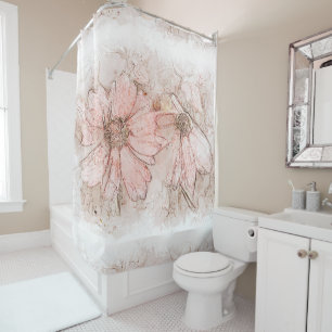 Coreopsis Floral Watercolor Blush Pink ID712 Shower Curtain