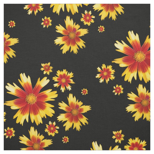 Coreopsis Gold and Bronze Tickseed Flower Medley Fabric (Swatch)