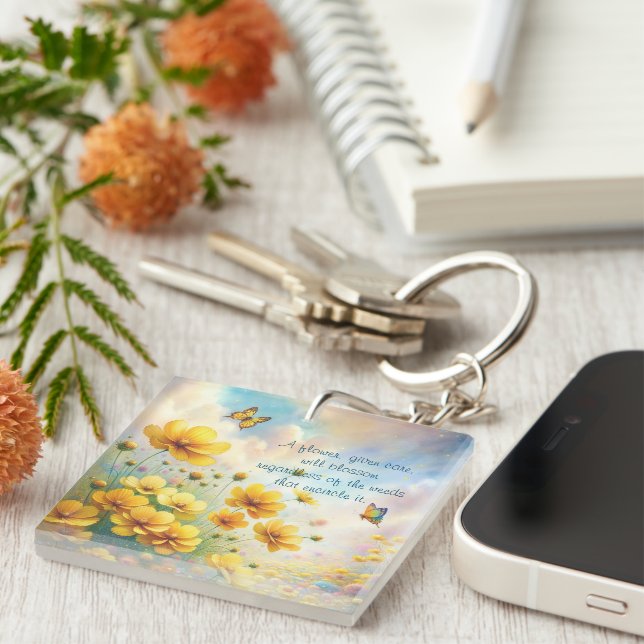 Coreopsis & Quote Key Ring (Front Right)