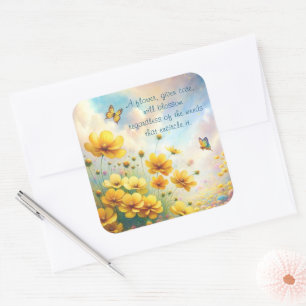 Coreopsis & Quote Square Sticker