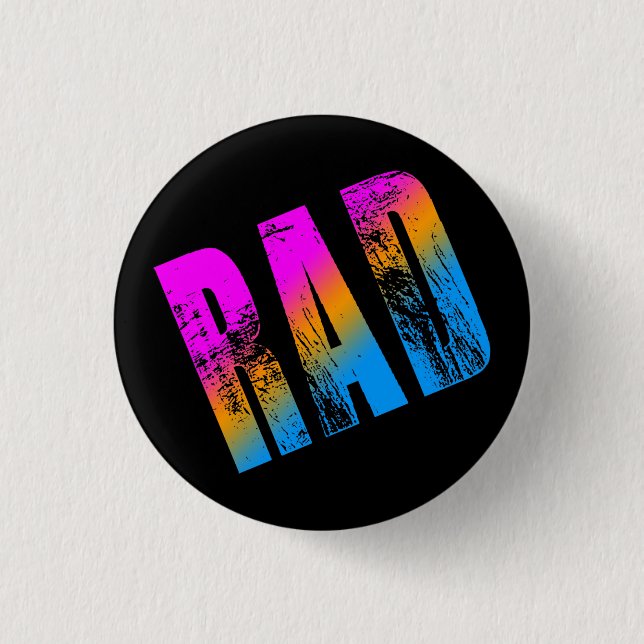 COREY TIGER 1980s NEW WAVE RAD PIN BUTTON (Front)