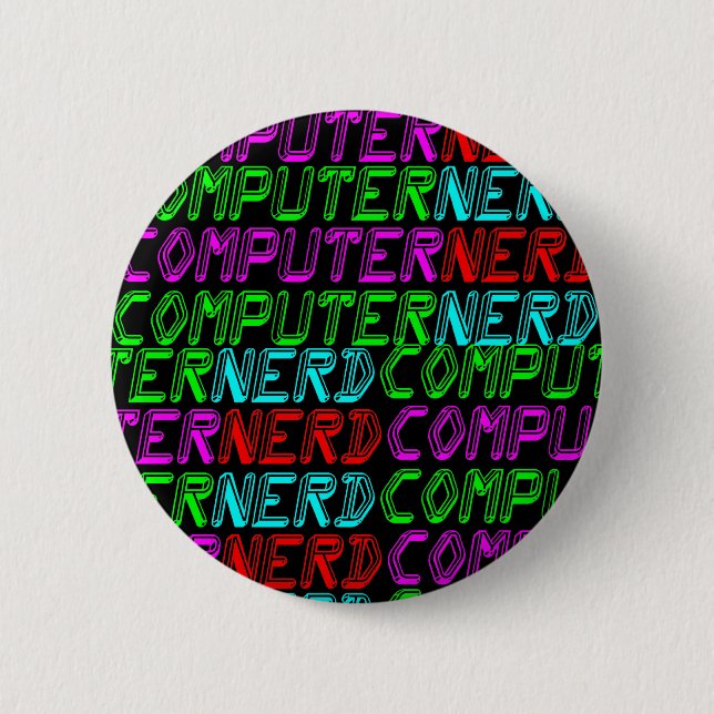COREY TIGER 1980s RETRO COMPUTER NERD 6 Cm Round Badge (Front)