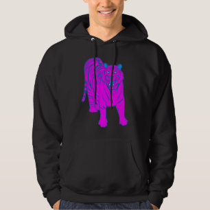 COREY TIGER 1980s RETRO STANDING TIGER PINK HOODIE