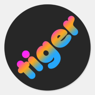 COREY TIGER 1980's RETRO TIGER MULTICOLOUR Classic Round Sticker