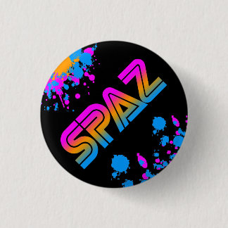COREY TIGER 1980s SPAZ SPLATTER PIN BUTTON