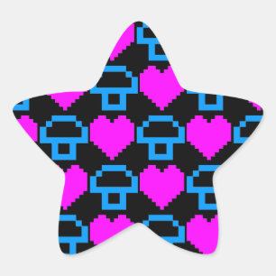 Corey Tiger 80s 8-bit Mushrooms Hearts Star Sticker