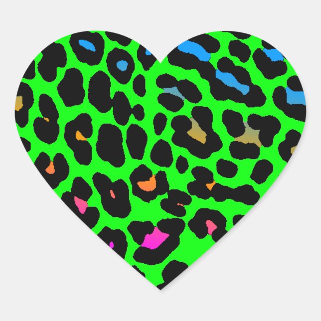 Corey Tiger 80s Leopard Spots (Green) Heart Sticker (Front)