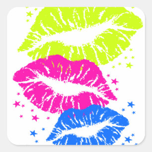 Corey Tiger 80s Lips & Stars Square Sticker