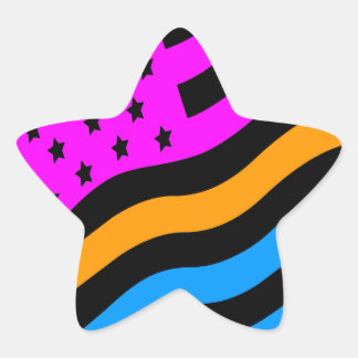 Corey Tiger 80s Neon American USA Flag Star Sticker