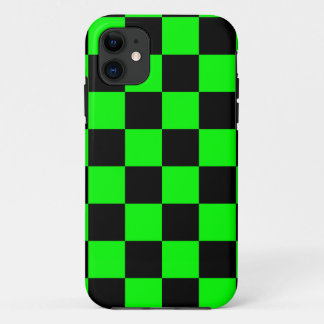 Corey Tiger 80s Neon Chequerboard (Green) iPhone 11 Case