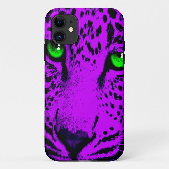 Corey Tiger 80s Neon Leopard Face (Purple) Case-Mate iPhone Case (Back)