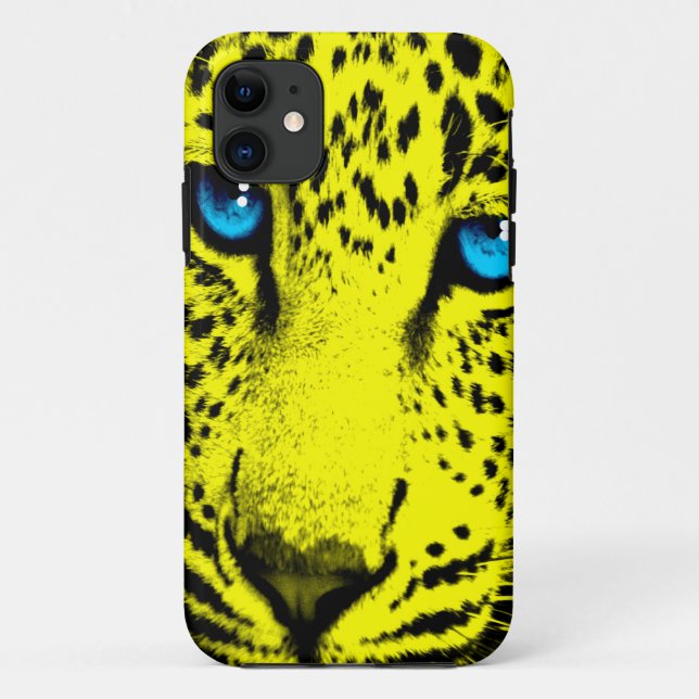 Corey Tiger 80s Neon Leopard Face (Yellow) Case-Mate iPhone Case (Back)