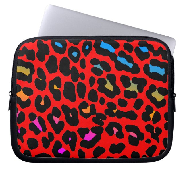 Corey Tiger 80s Neon Leopard Print Laptop Sleeve (Front)