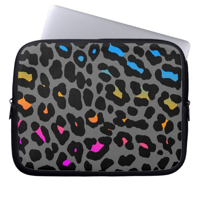 Corey Tiger 80s Neon Leopard Print Laptop Sleeve (Front)