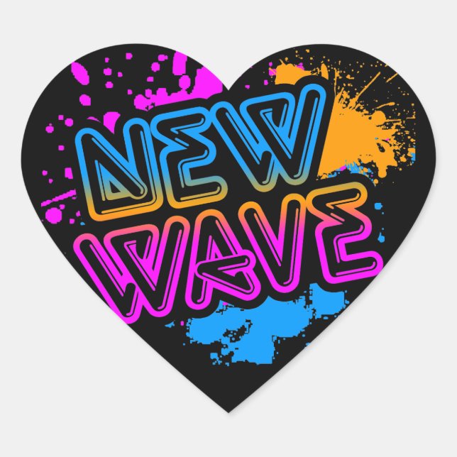 Corey Tiger 80s New Wave Neon Splatter Heart Sticker (Front)