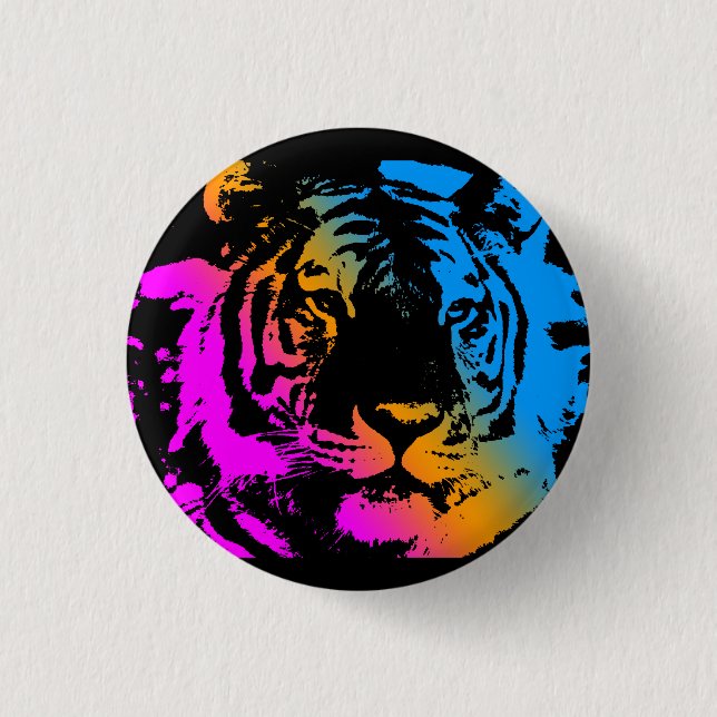 Corey Tiger 80s New Wave Tiger Face 3 Cm Round Badge (Front)