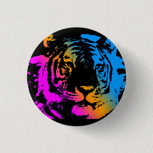 Corey Tiger 80s New Wave Tiger Face 3 Cm Round Badge