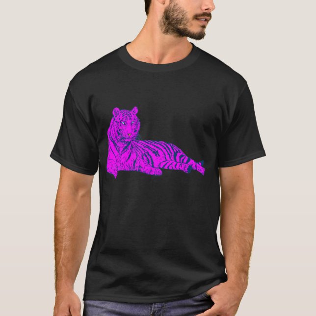 COREY TIGER 80's PINK LOUNGE TIGER T-Shirt (Front)