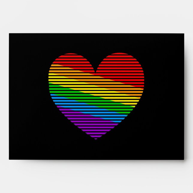 Corey Tiger 80s Rainbow Stripe Heart Envelopes (Front)