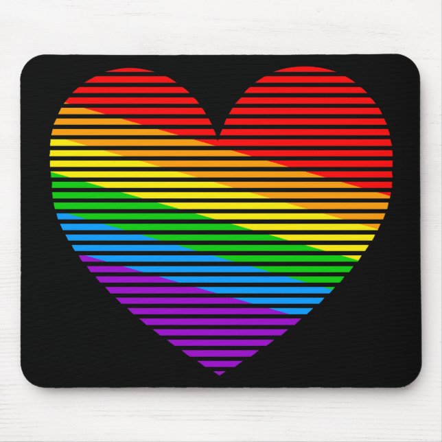 Corey Tiger 80s Rainbow Stripe Heart Mousepad (Front)